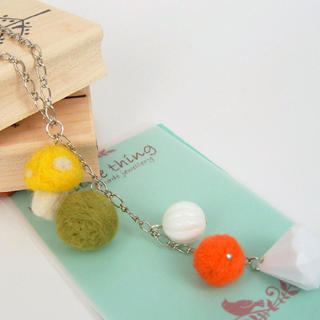 MyLittleThing Sweet Felt Mushroom Ball Ball Necklace(yellow)