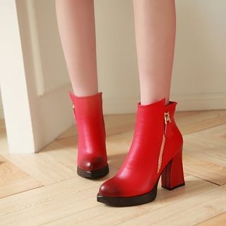 JY Shoes Block Heel Ankle Boots