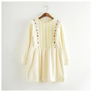 Kirito Embroidered Woolen Long-Sleeve Dress