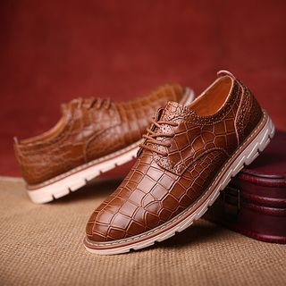 Vismix Lace-Up Croc Grain Genuine Leather Shoes