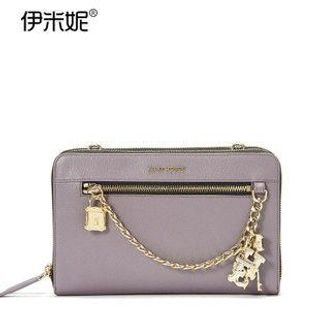 Emini House Genuine Leather Multi-Charm Wallet with Chain Strap