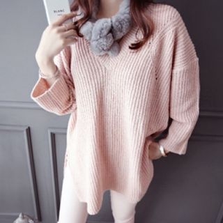 DAILY LOOK V-Neck Wool Blend Knit Top
