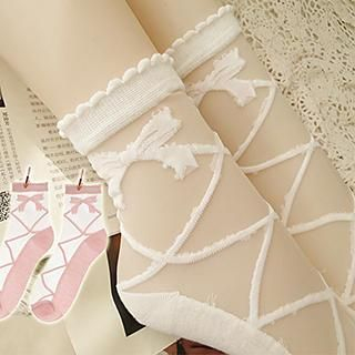 NANA Stockings Lace-Up Bow Sheer Socks
