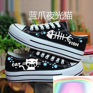 HVBAO Painted Cat & Fish Canvas Sneakers