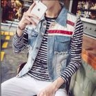 Stripe Panel Denim Vest от YesStyle.com INT Stripe Panel Denim Vest от YesStyle.com INT