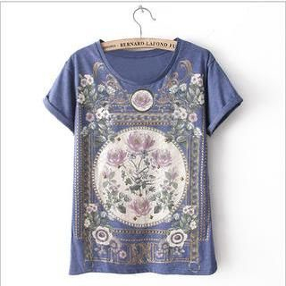 Richcoco Short-Sleeve Floral Print T-Shirt