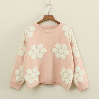Mushi Floral Dot Knit Top