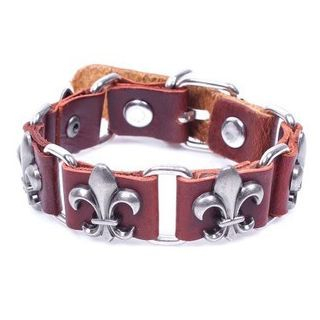 KINNO Fleur-de-lis Genuine Leather Bracelet