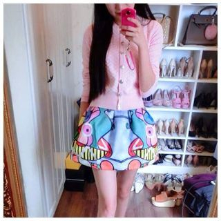trendedge Set: Cardigan + Print A-Line Skirt