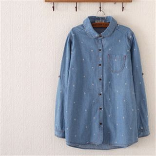 P.E.I. Girl Embroidered Denim Shirt