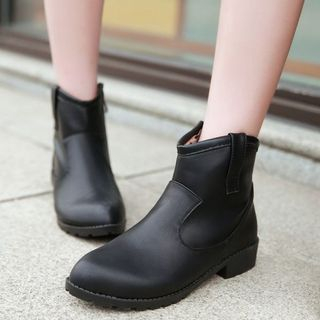 Pangmama Faux Leather Zip-up Ankle Boots