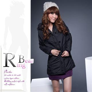 Zip Front Padded Long Coat with Faux-Fur Trimmed Hood