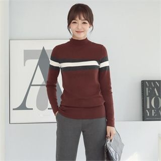 ode' Mock-Neck Color-Block Knit Top