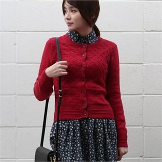 ode' Wool Blend Cable-Knit Cardigan