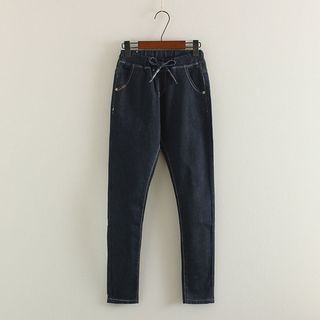 Mushi Drawstring Waist Slim-Fit Jeans