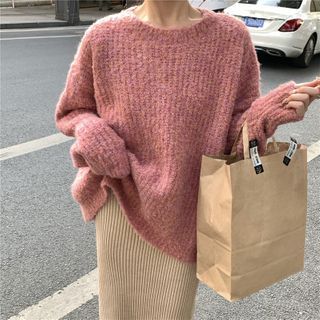 Plain Sweater / Midi Knit Skirt