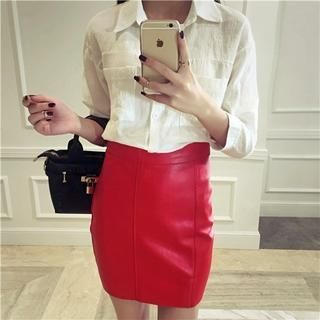 MayFair Faux Leather Pencil Skirt