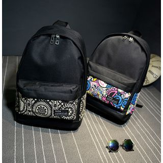 Crystal Print Panel Canvas Backpack