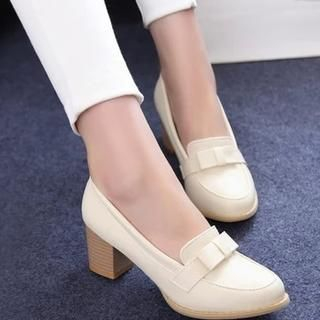 Gizmal Boots Bow Accent Heeled Loafers