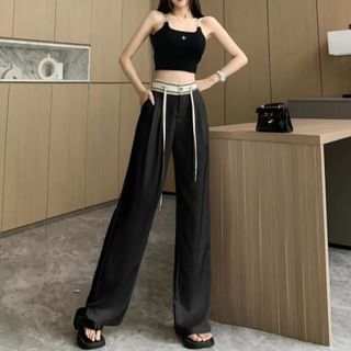 High Rise Two Tone Wide Leg Pants