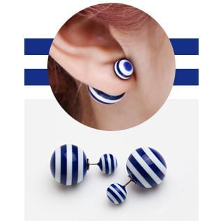 Miss21 Korea Stripe Dual-Sphere Stud Earrings