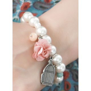 kitsch island Faux-Pearl Metallic Charm Bracelet