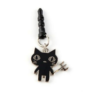 Devil Black Cat Earphone Jack Plug Black - One Size