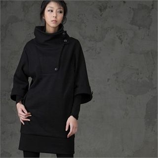 HALUMAYBE 3/4-Sleeve Turtle-Neck Coatdress