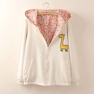 Tangi Giraffe Pattern Reversible Hood Jacket