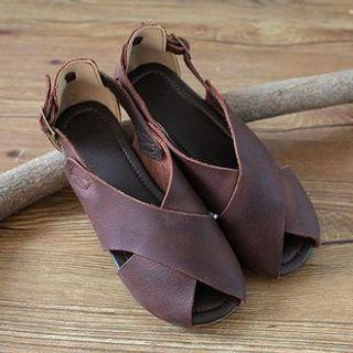 Simplis Genuine Leather Cross Strap Sandals