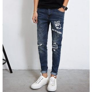 Fisen Printed Washed Jeans