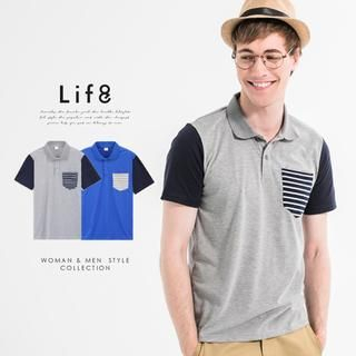 Life 8 Short Sleeved Striped Pocket Polo