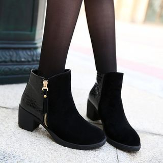 Shoes Galore Block Heel Zip-up Ankle Boots