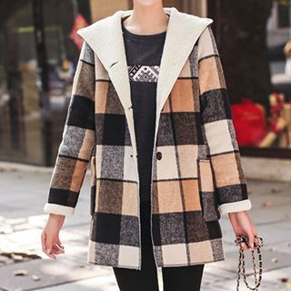 Romantica Hooded Plaid Coat