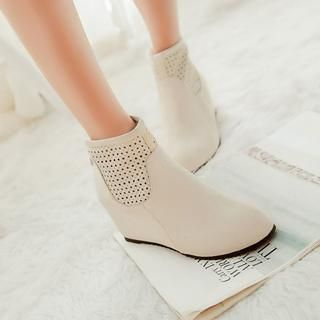 Shoes Galore Perforated Hidden Wedge Ankle Boots