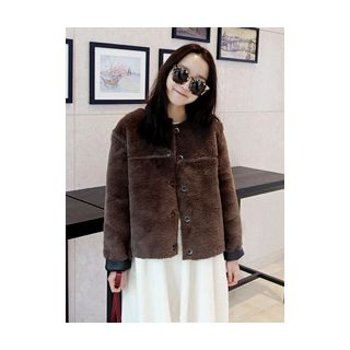 maybe-baby Round-Neck Faux-Fur Jacket