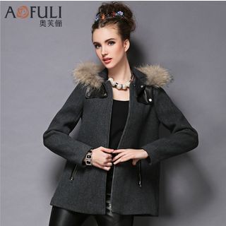 Ovette Detachable Faux Fur Collar Jacket