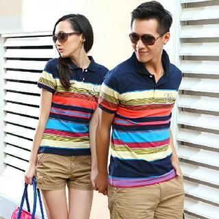 Igsoo Print Couple Short-Sleeve Polo Shirt