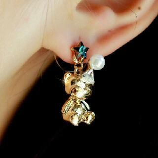Mbox Jewelry Swarovski Elements Crystal Mabe Pearl Bear Earrings