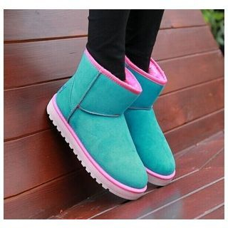 EUNICE Faux-Suede Color-Block Snow Boots