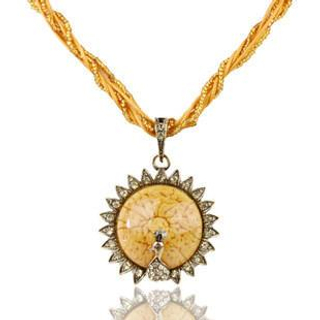 Best Jewellery Rhinestone Peacock Beaded Twist Necklace