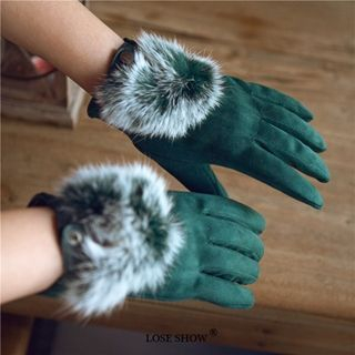 Lose Show Faux-Fur Accent Gloves