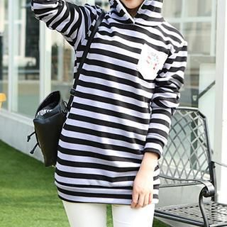 bisubisu Hooded Striped Long-Sleeve Top