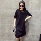 Elbow-Sleeve Distressed Dress Gray - One Size от YesStyle.com INT Elbow-Sleeve Distressed Dress Gray - One Size от YesStyle.com INT
