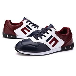 Preppy Boys Genuine-Leather Contrast-Color Sneakers