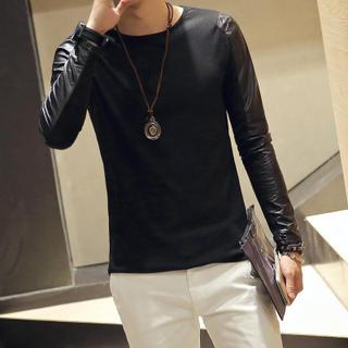 Bay Go Mall Long Sleeved Faux Leather T-shirt