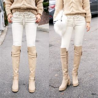 QNIGIRLS Lace-Up Front Skinny Pants
