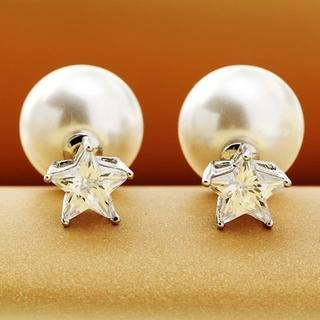 Trend Cool Faux-Pearl & Jeweled Star Stud Earrings