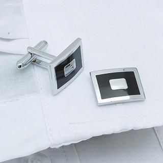 Xin Club Square Cuff Link Silver, Black - One Size