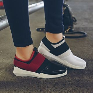 JY Shoes Colour Block Genuine Leather Slip Ons